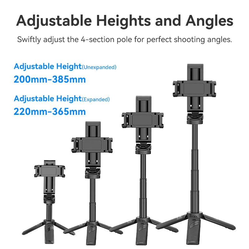 Ulanzi JJ02 Wireless Selfie Stick Tripod for Smartphones