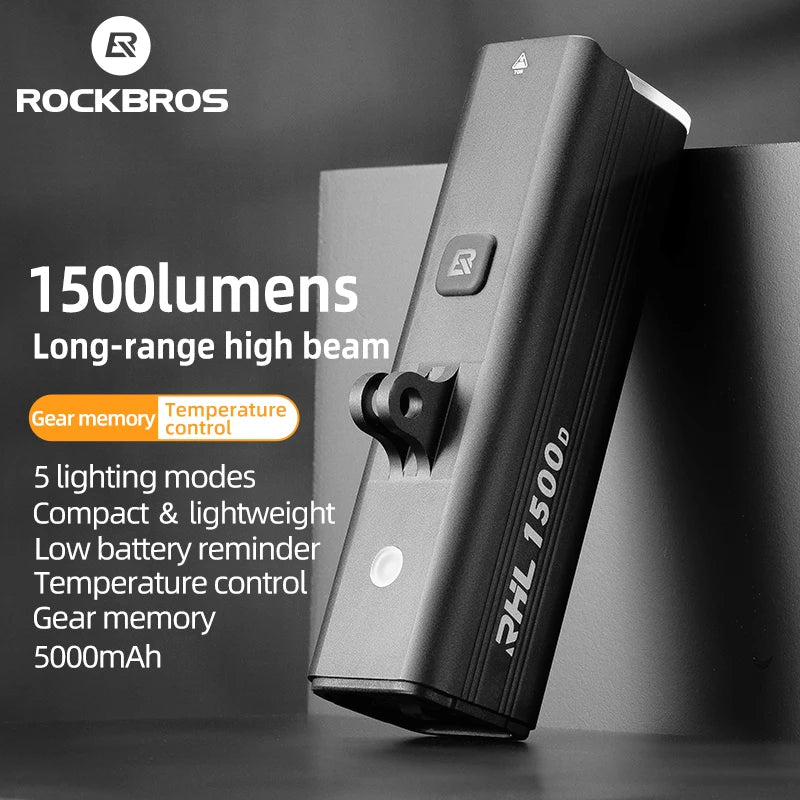 ROCKBROS 1500LM Smart LED Bike Light for Night Cycling