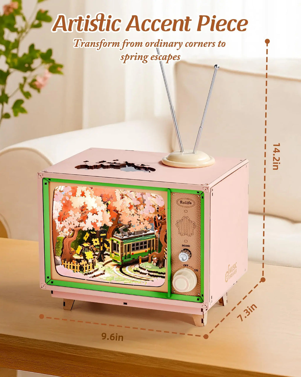 Robotime 3D Wooden Sakura Music Box Puzzle with Lights & Sound