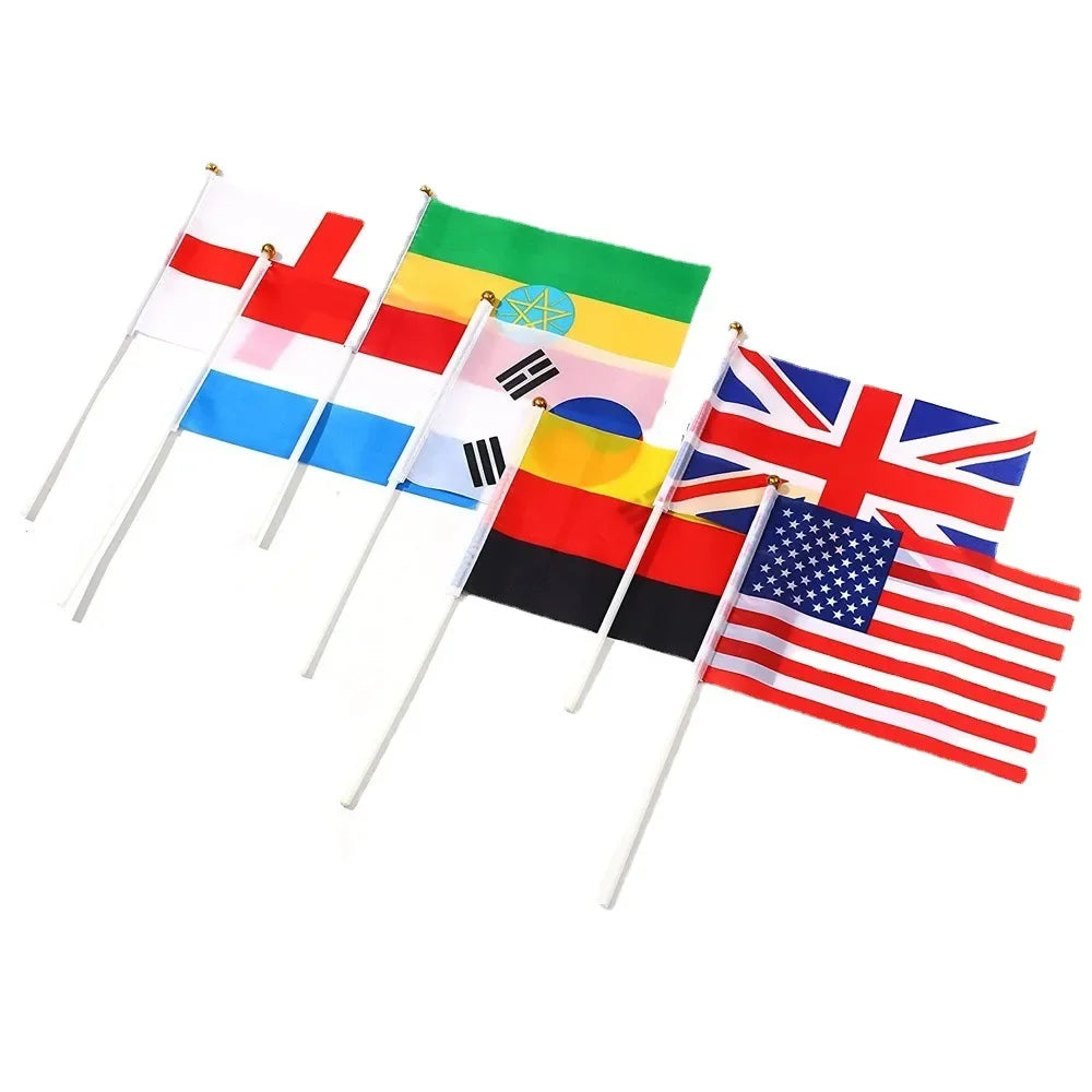 32 National Parade Flags Set – Double-Sided Polyester for Events