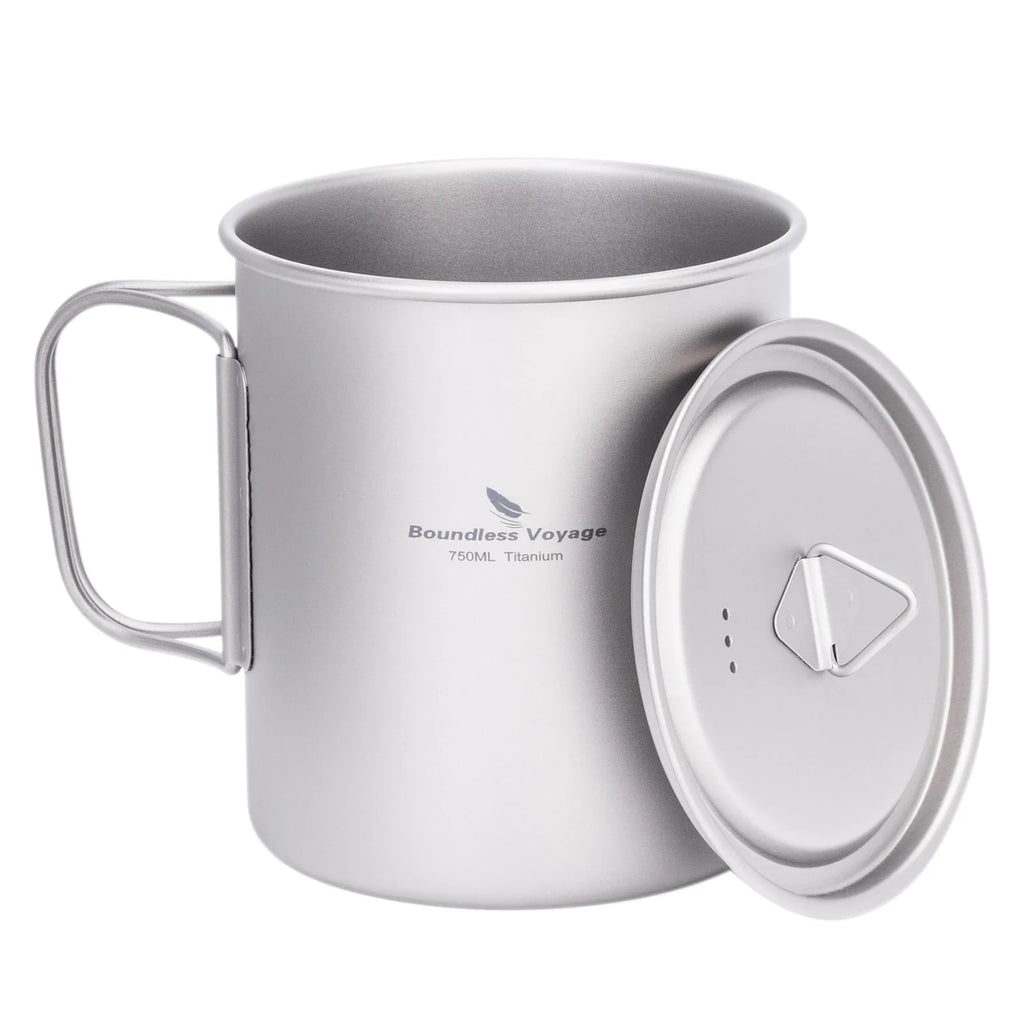 Titanium Camping Mug with Lid - Stackable & Durable Travel Cup