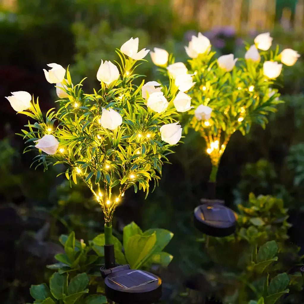 Solar Gardenia Lamp - Warm White Outdoor Garden Decoration