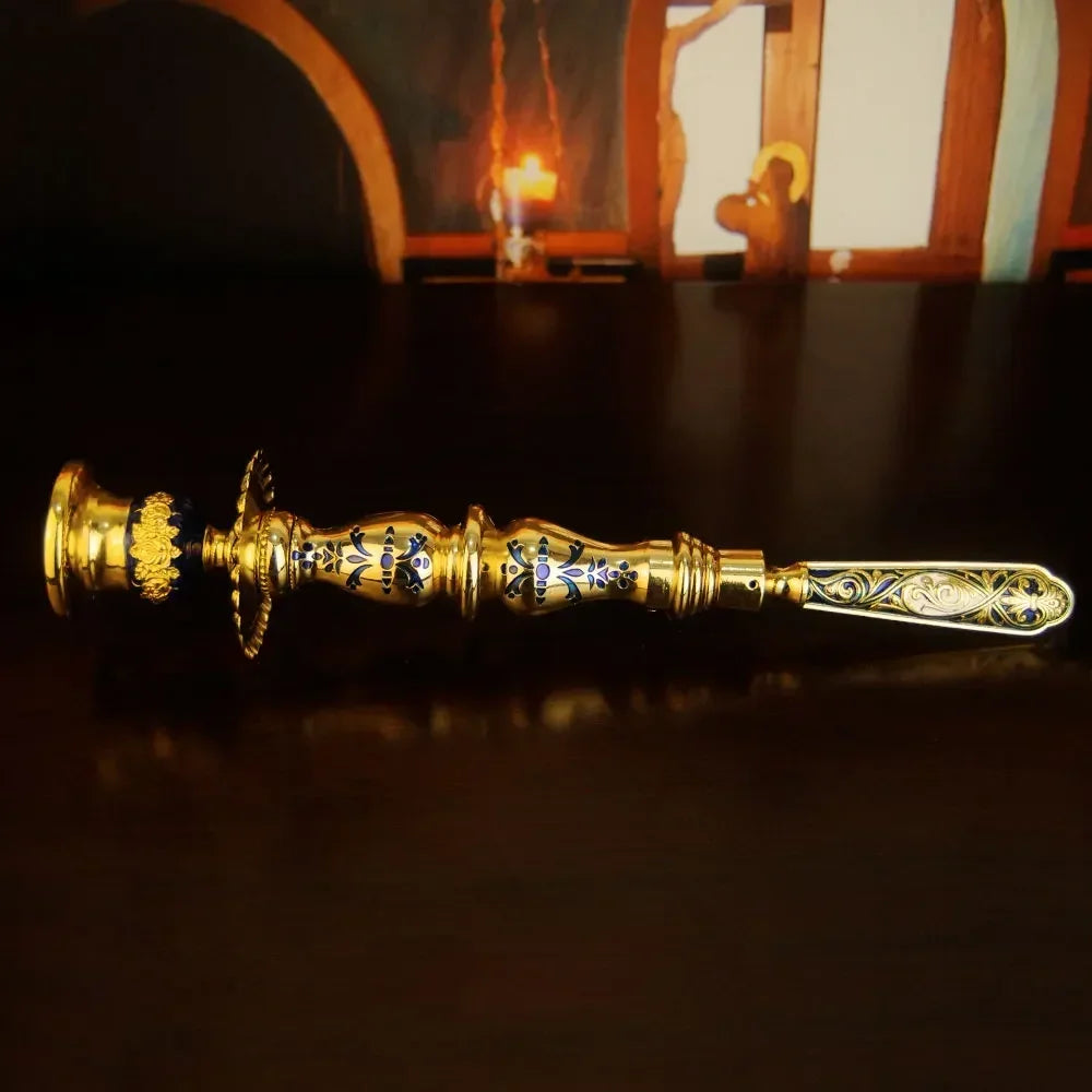 Elegant Handcrafted Metal Candlestick for Religious Ceremonies