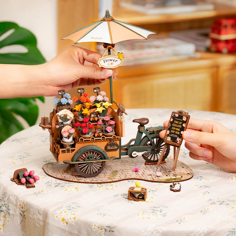 Robotime Blossom Cart 3D Wooden Puzzle – Charming Home Decor