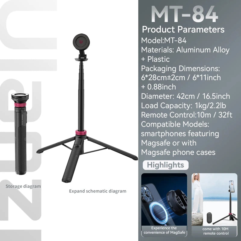 Ulanzi MT-84 Magnetic Smartphone Tripod with Bluetooth Controller