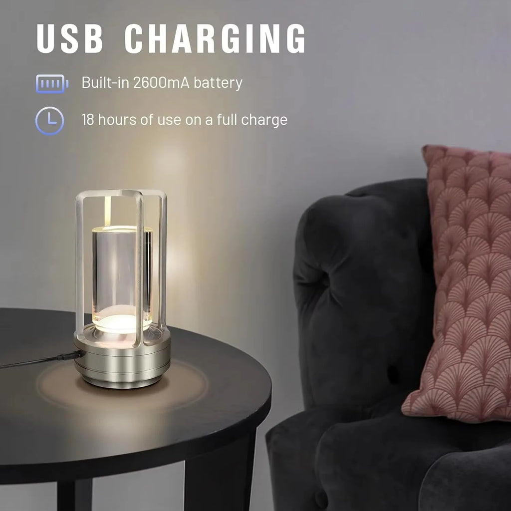 Portable Luxury LED Table Lamp - Cordless Crystal Mood Light