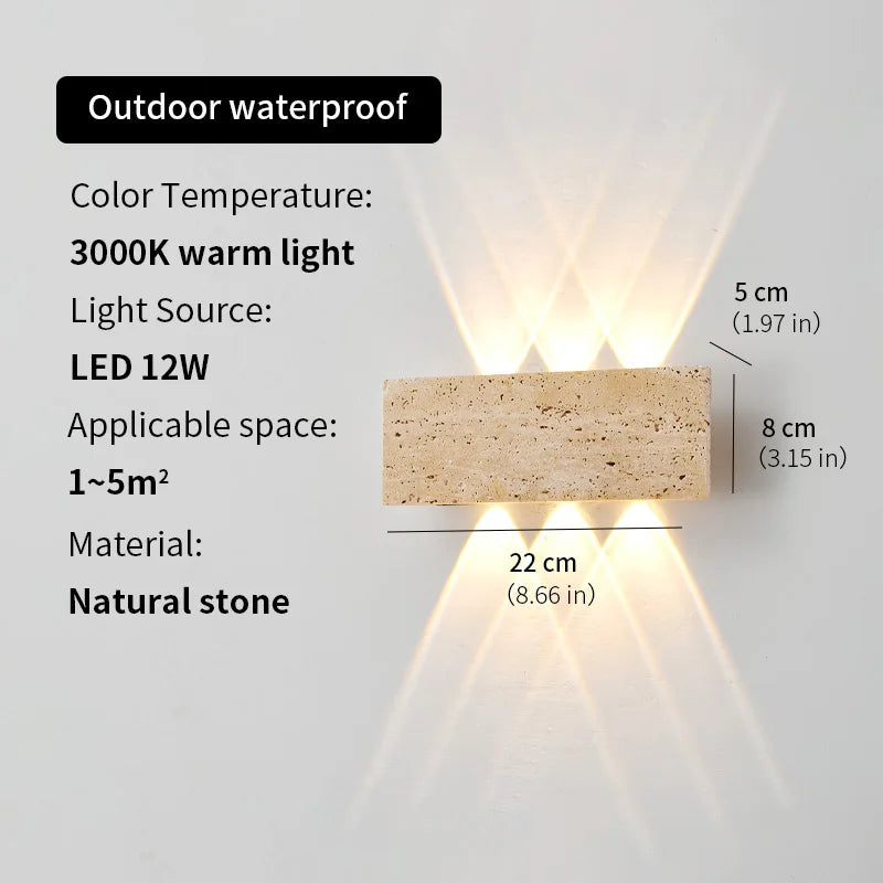 Wabi-Sabi Outdoor Waterproof Wall Lamp - LED Natural Stone Light