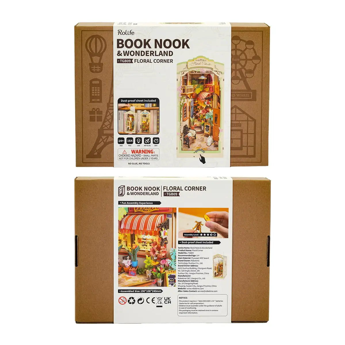 Robotime Rolife Floral Corner Book Nook - DIY 3D Wooden Model