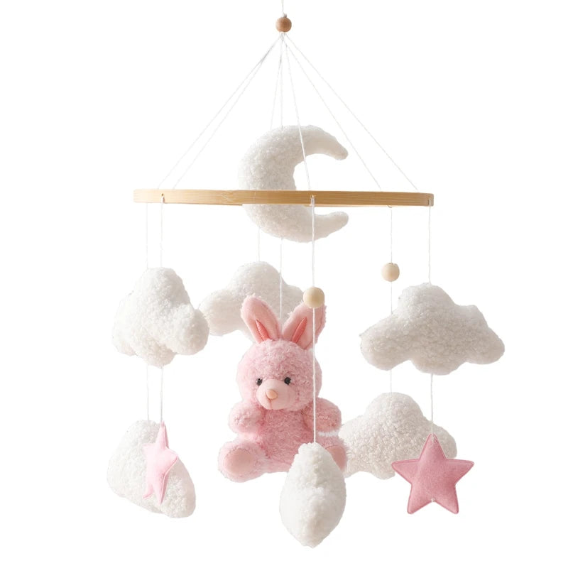 Dreamy Wooden Crib Mobile with Soft Felt Cartoon Bear & Gentle Bells