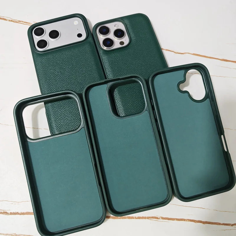 Forest Green Epsom Leather iPhone Case - Shockproof Bumper Cover