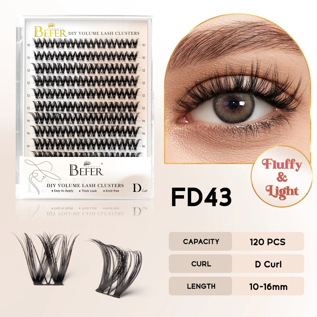 BEFER DIY Cluster Lashes - Natural Volume False Eyelash Extensions