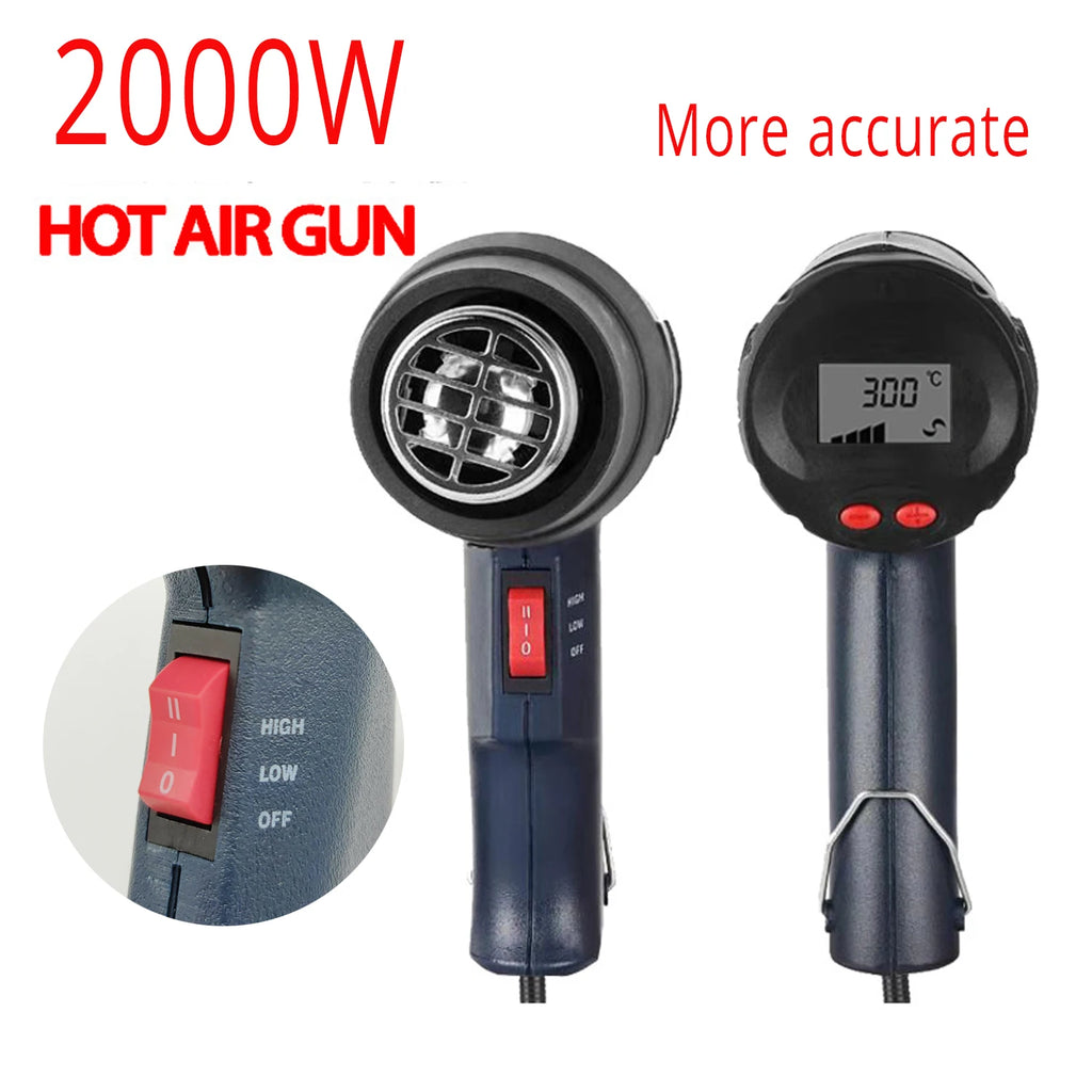 2000W Digital LCD Heat Gun - Industrial Hot Air Gun for DIY & Crafts