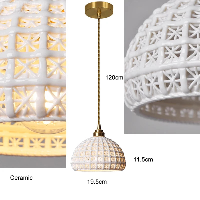 Elegant Ceramic Pendant Lamp for Dining & Living Spaces - Bronze Finish