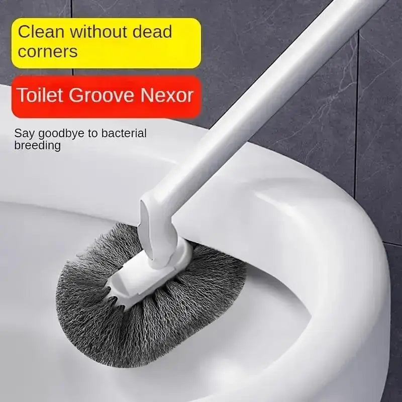 Ergonomic C-Type Toilet Brush with 18" Handle - Reusable & Portable Cleaner