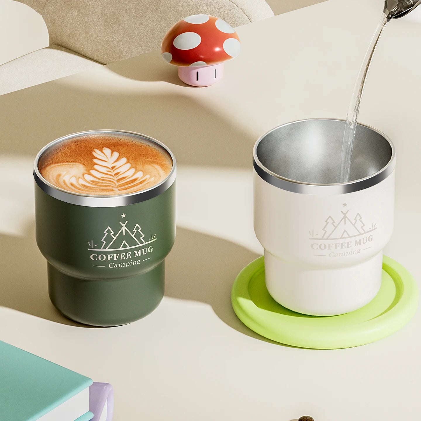 Double Layer Insulated Coffee Cup with Lid - Leak-Proof Design