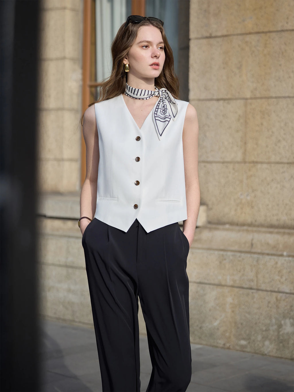 Vintage Eco Linen Wide-Leg Pants & Vest Set for Elegant Style