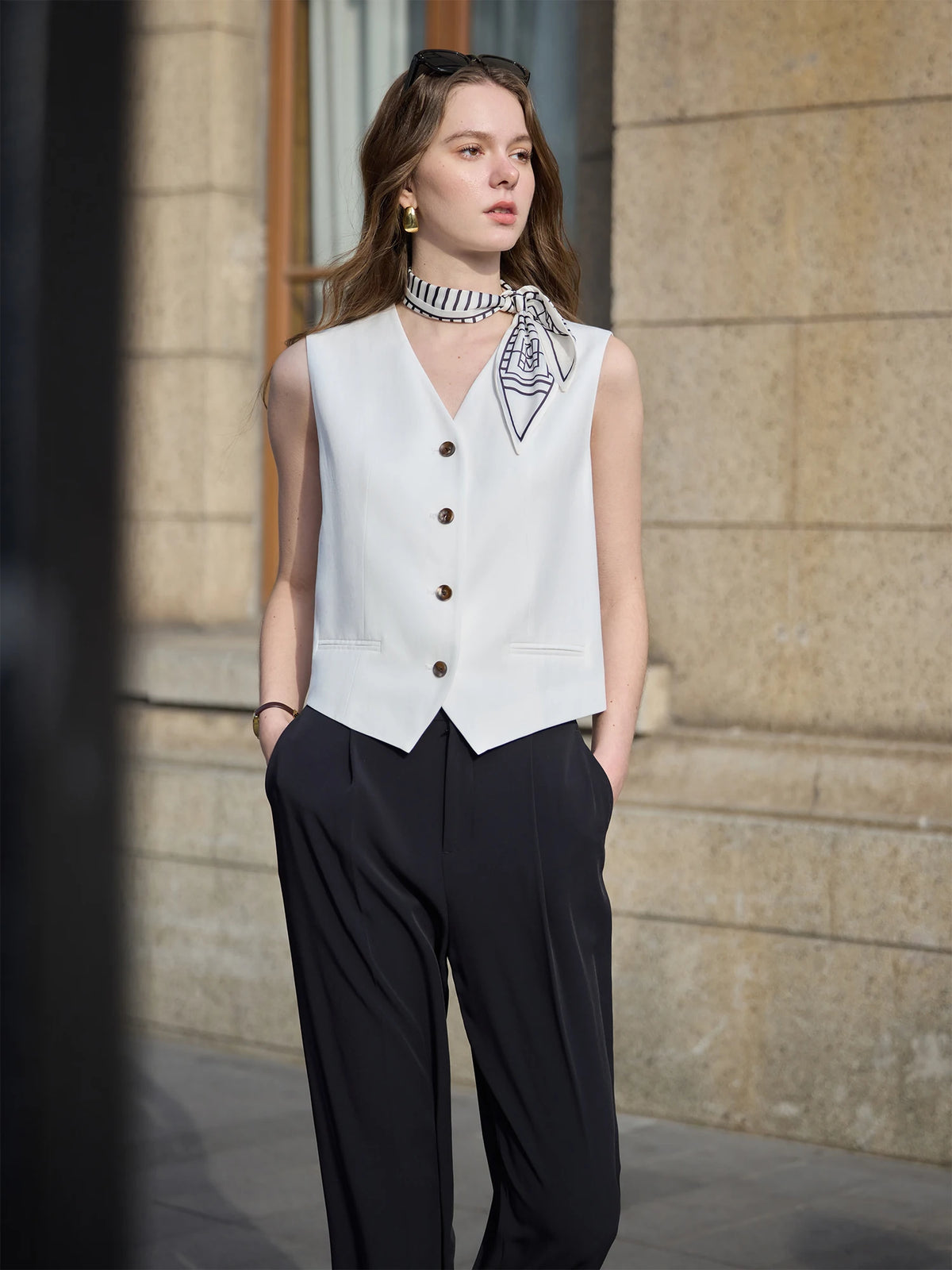 Vintage Eco Linen Wide-Leg Pants & Vest Set for Elegant Style