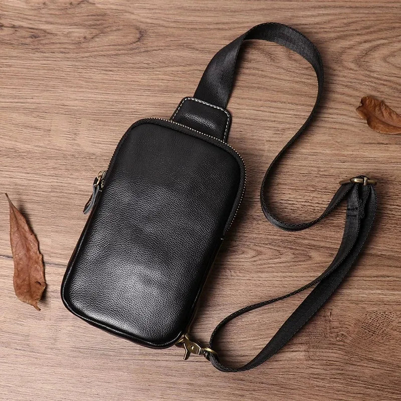 Men's Genuine Leather Crossbody Bag - Trendy & Durable Design