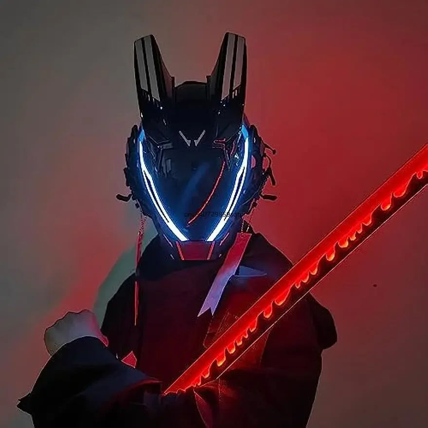 JAUPTO LED Techwear Mask - Futuristic Glowing Accessory for Events