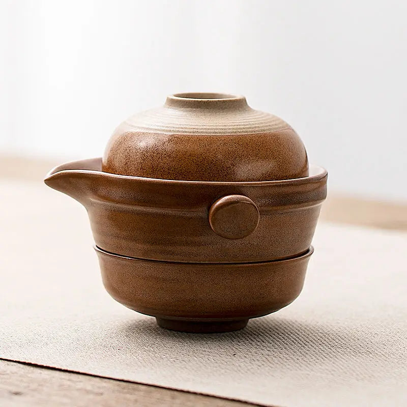 Elegant Chinese Kung Fu Tea Set - 1 Pot & 2 Teacups for Travel
