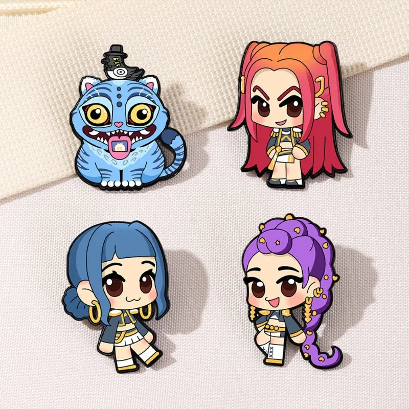 Kpop Cartoon Metal Brooches - Cute Accessory Pins for Fashion Lovers