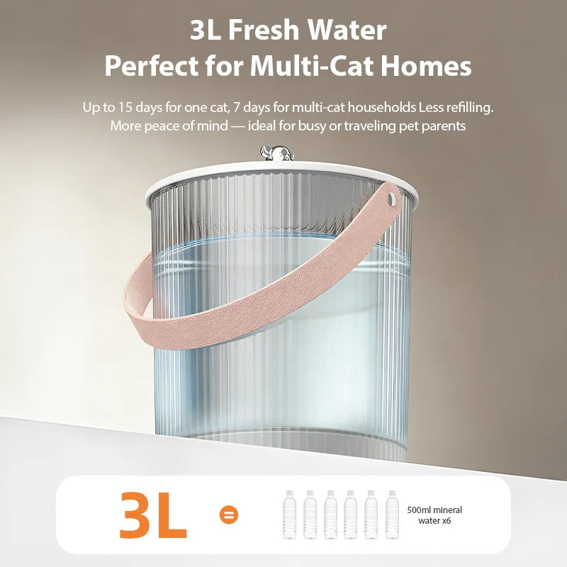 ROJECO Wireless Pet Water Dispenser - Rechargeable & Filterless
