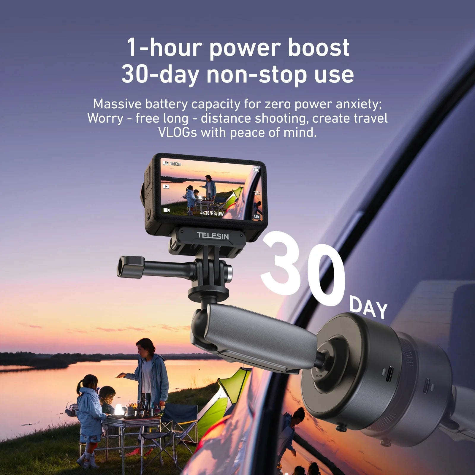 TELESIN 360° Electric Suction Cup Mount for Action Cameras