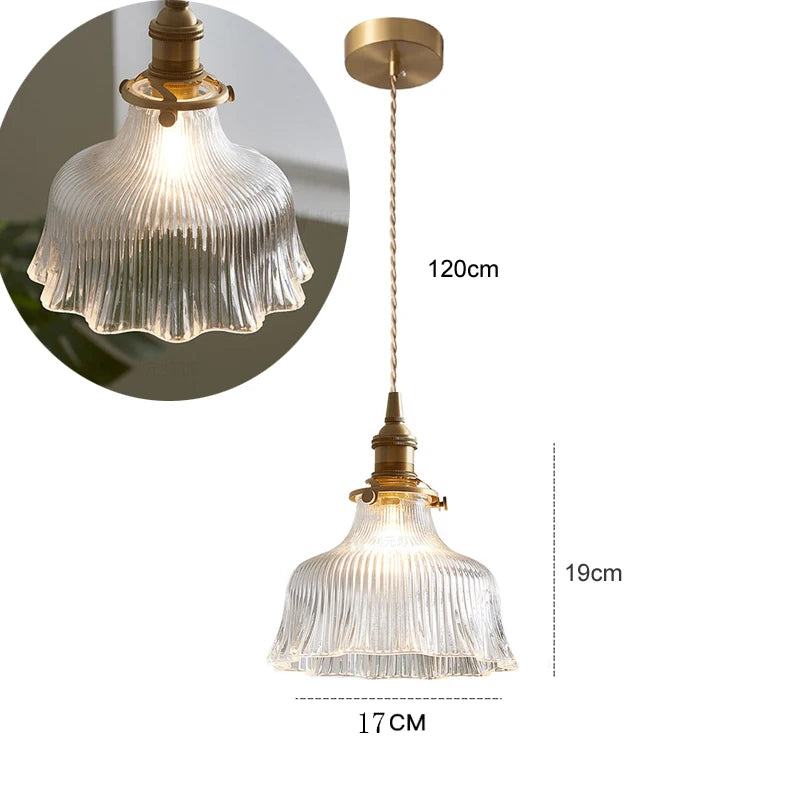 Elegant Green Stripe Glass Pendant Light - E27 Chandelier Fixture