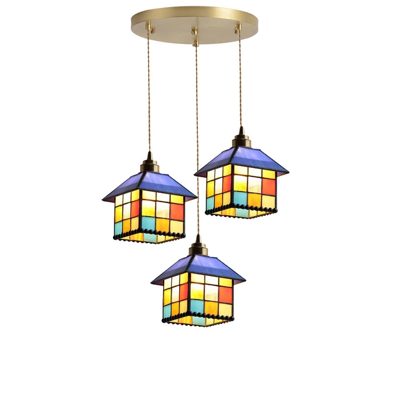 Vintage Pendant Lamp - Colorful Glass Chandelier for Home Decor