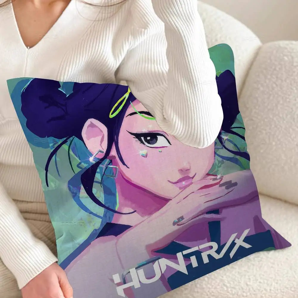 Kop-Cartoon K-Pop Demon Hunters Cushion Cover - Home Decor Pillow