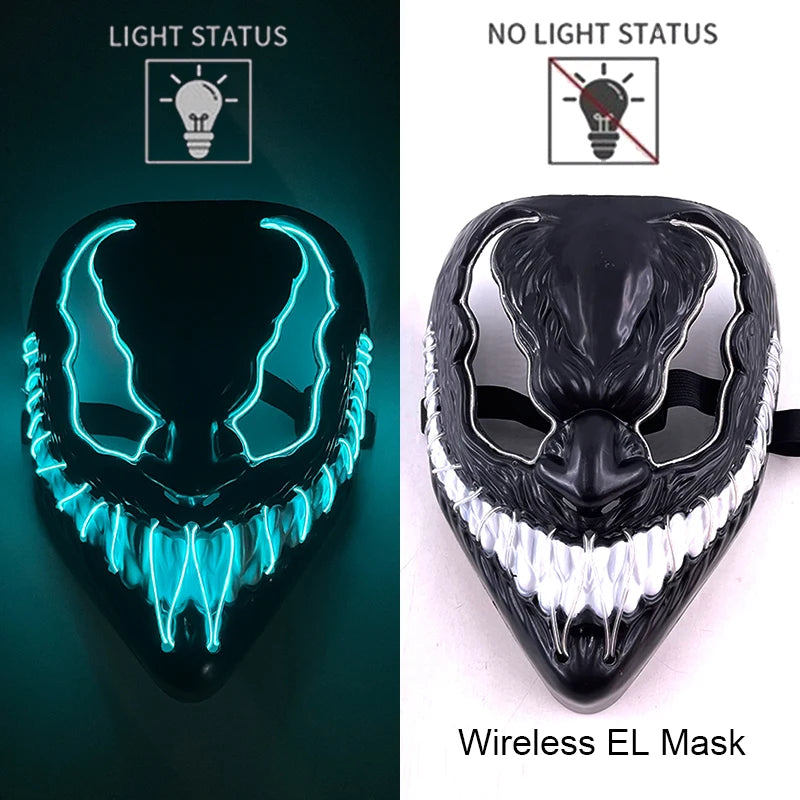 Glow-in-the-Dark Wireless LED Purge Mask for Halloween Cosplay