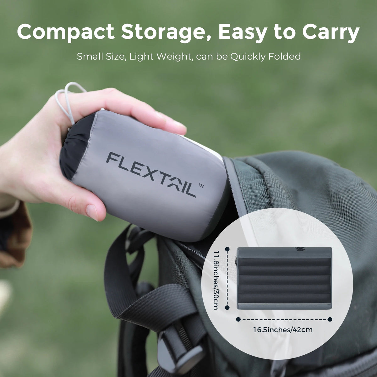 FLEXTAIL Ergonomic Inflatable Camping Pillow - Lightweight & Washable