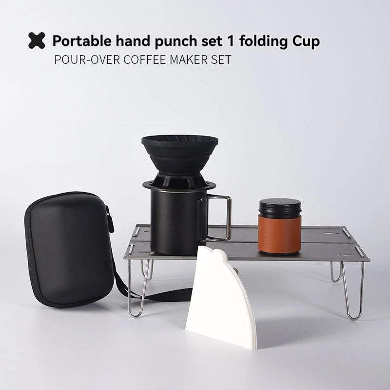 Portable Coffee Maker Set for Camping & Travel - Silicone Filter Included