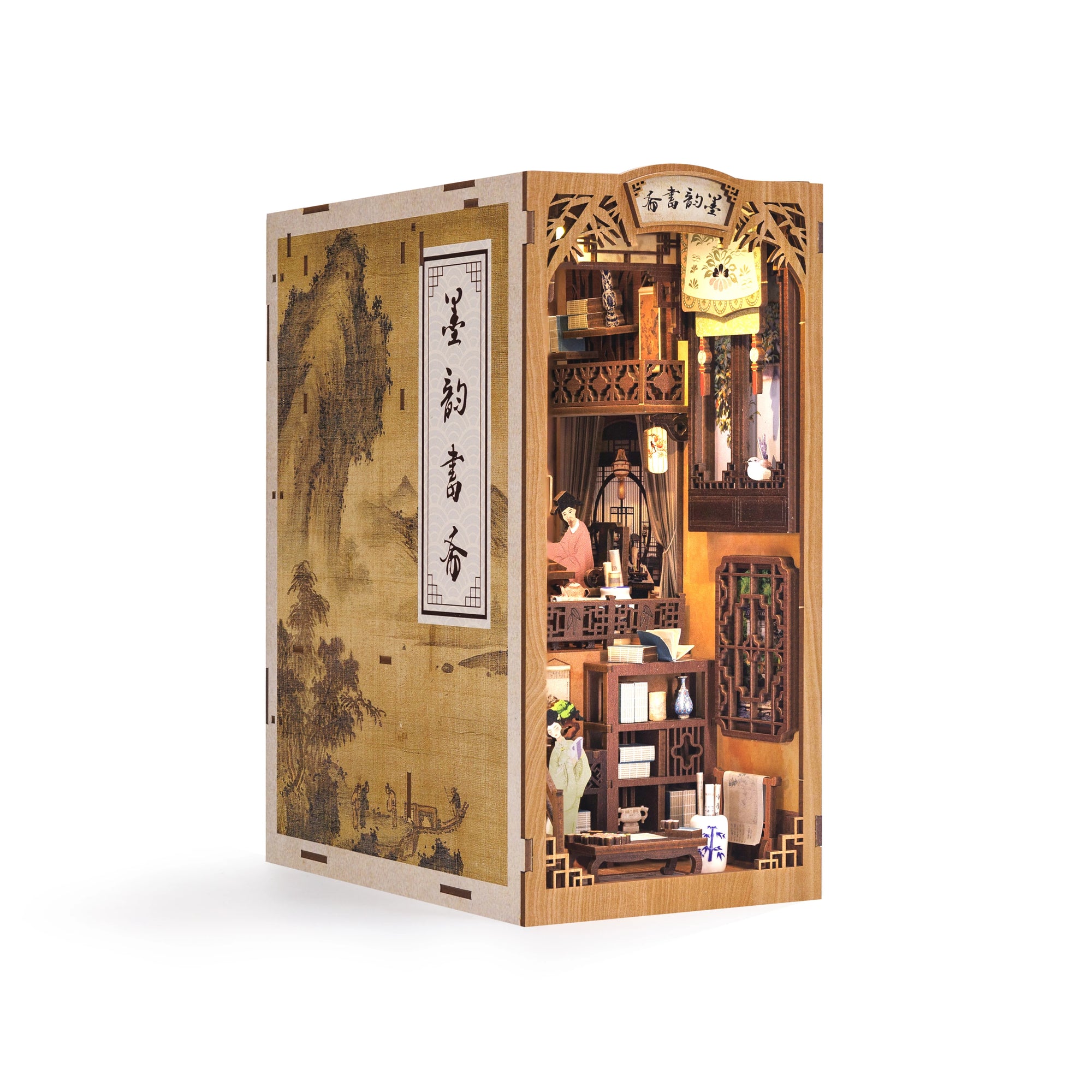 CUTEBEE LED Book Nook Dollhouse Kit with Dust Cover for DIY Enthusiasts