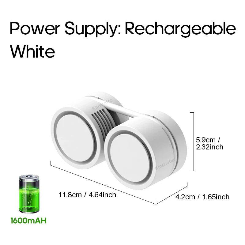 Kinscoter USB Rechargeable Neck Fan - Silent, Portable & Adjustable