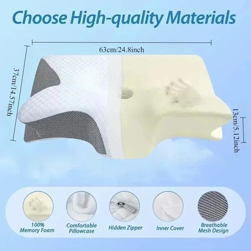 Ergonomic Memory Foam Pillow for Neck Pain Relief & Comfort