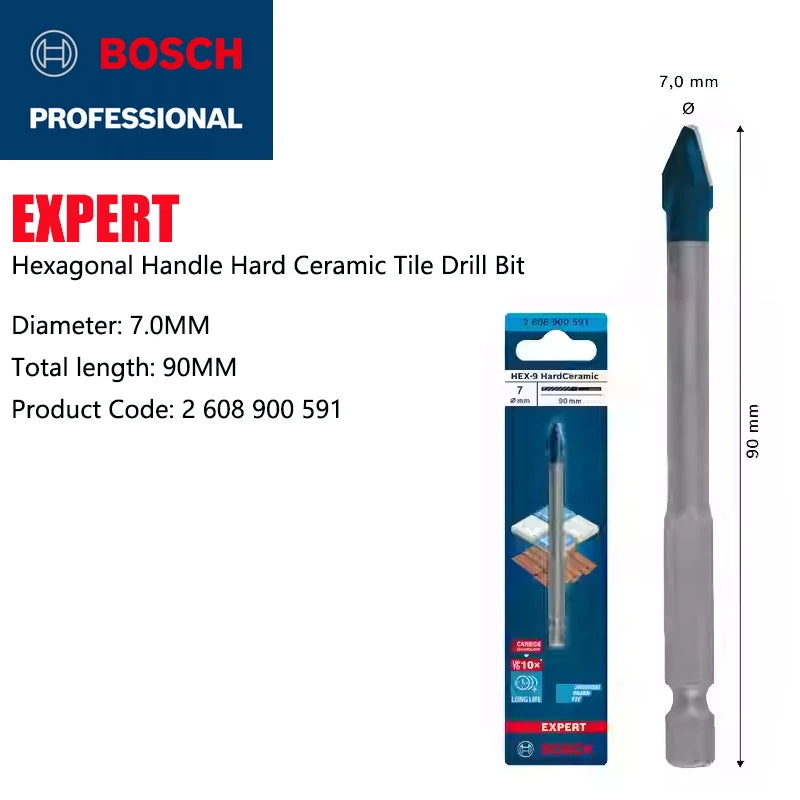 BOSCH HEX-9 Hard Ceramic Drill Bits for Tough Tiles - Expert Quality