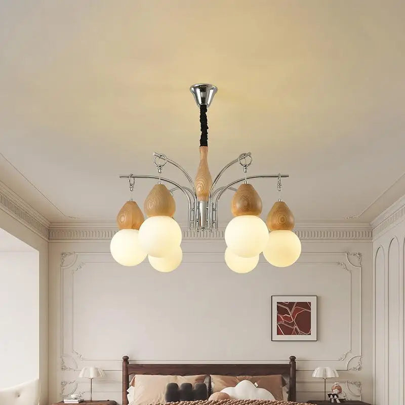 Elegant Walnut Chandelier | Eye Protection Pendant Light for Home