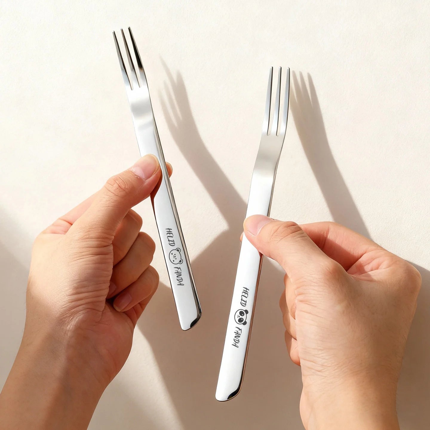 2-in-1 Dual-Purpose Long Handle Fork & Spoon Set - Reusable Stainless Steel