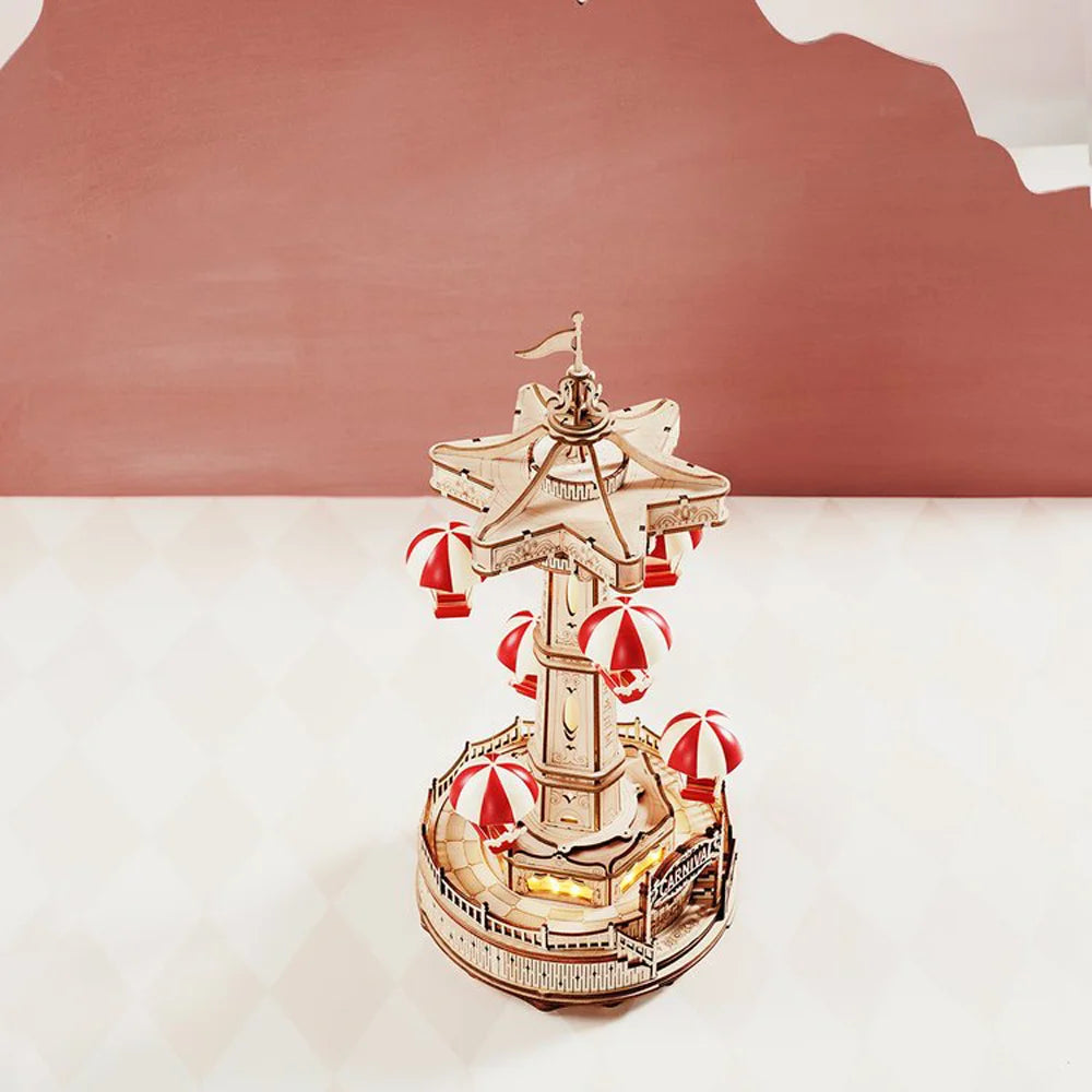 Robotime ROKR Magical Parachute Tower DIY Music Box - 3D Wood Puzzle