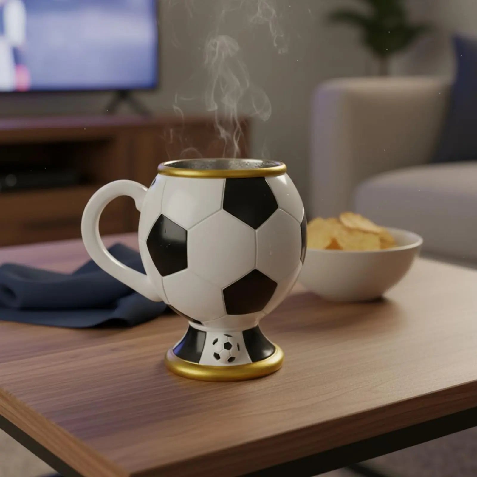 3D Soccer Ball Stainless Steel Mug - Perfect for Football Fans
