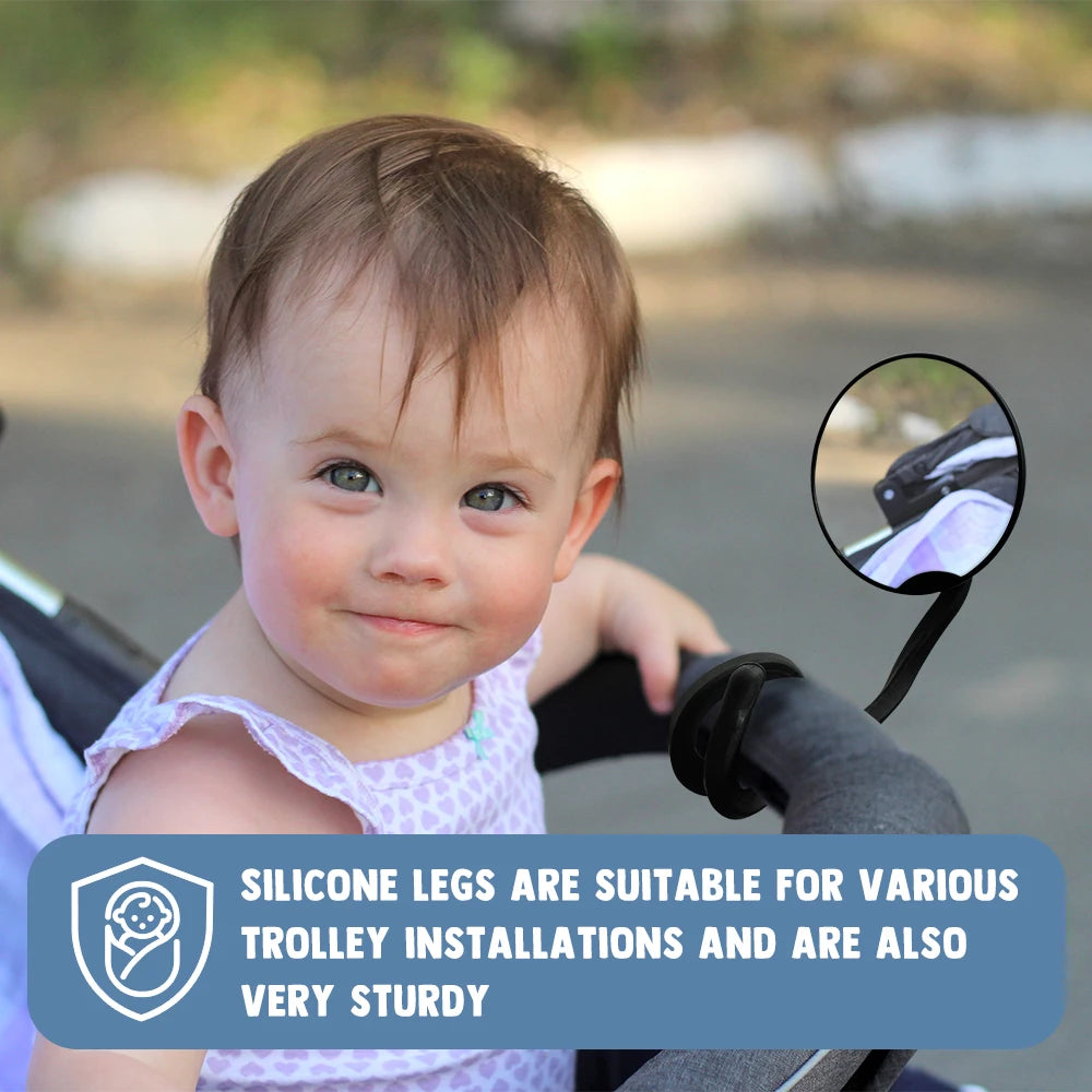 Adjustable 360° Stroller Mirror - Shatterproof for Safe Baby Viewing