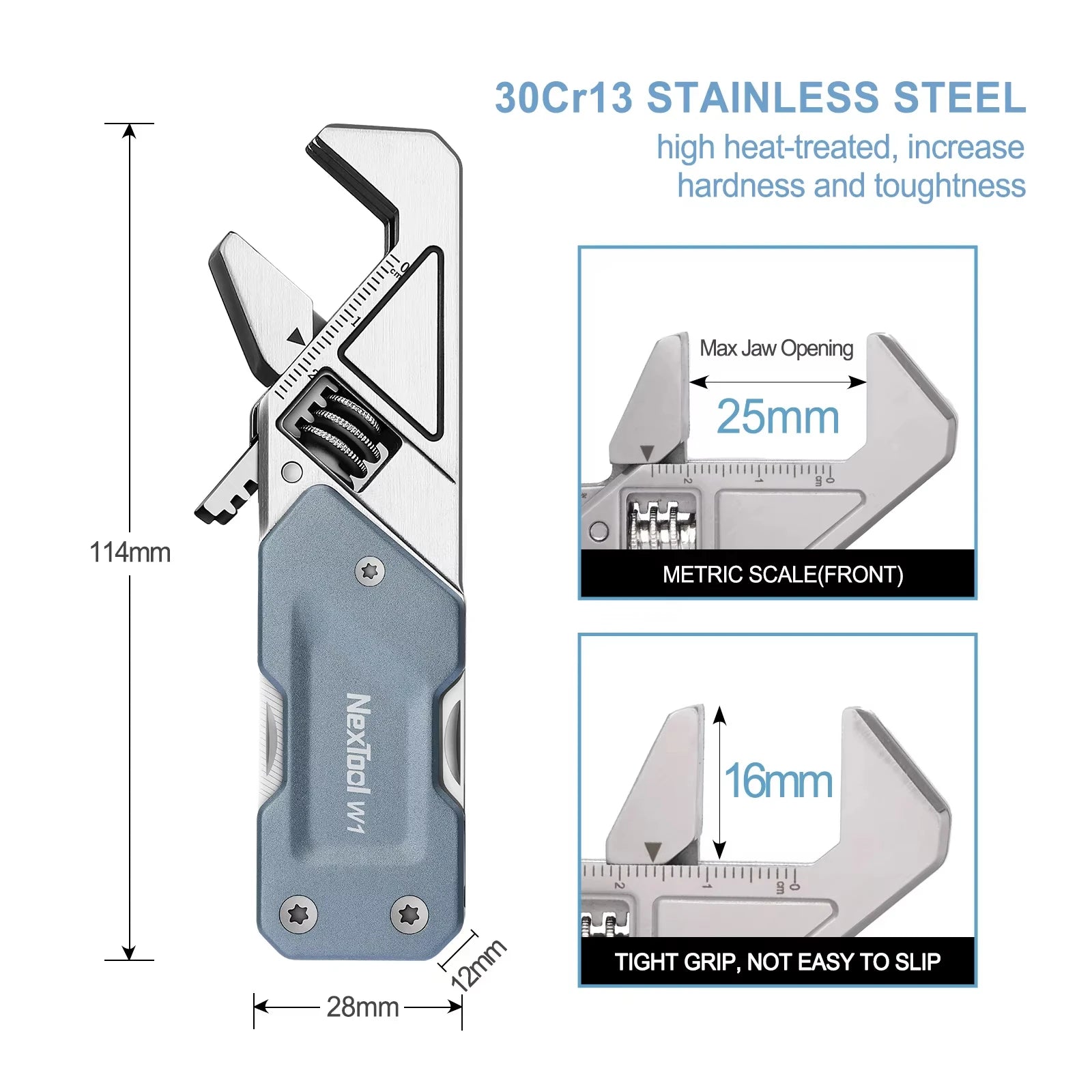 NexTool 6-in-1 Adjustable Wrench Multi-Tool for EDC & DIY Projects