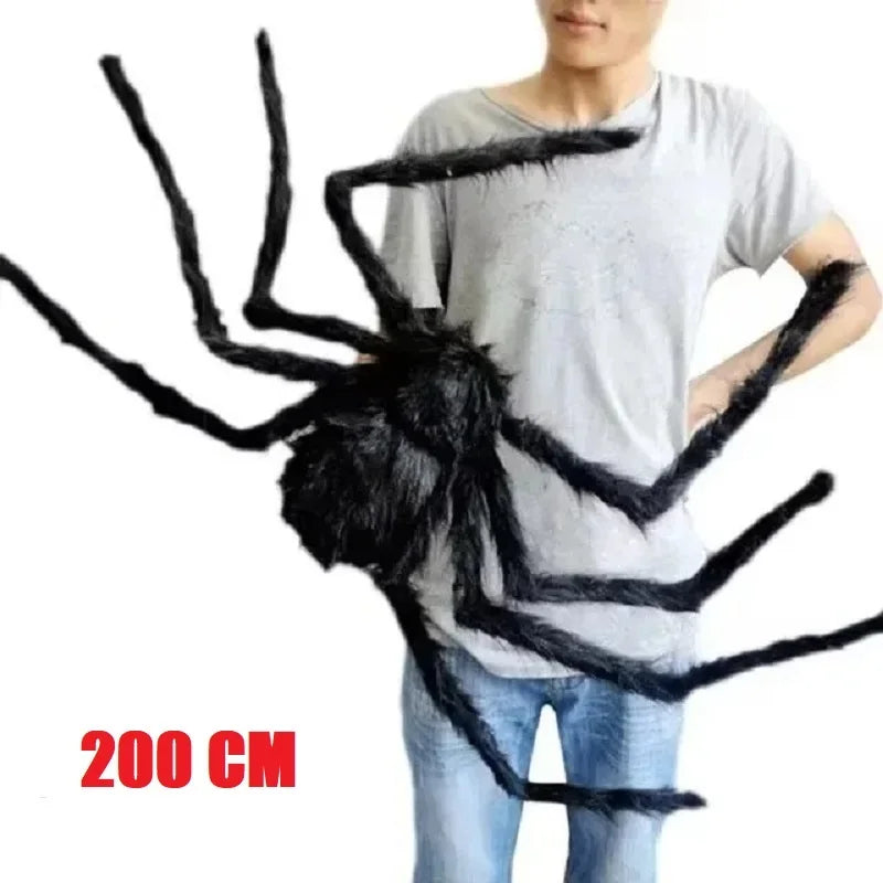 Giant Black Plush Spider Halloween Decoration - Realistic Party Prop