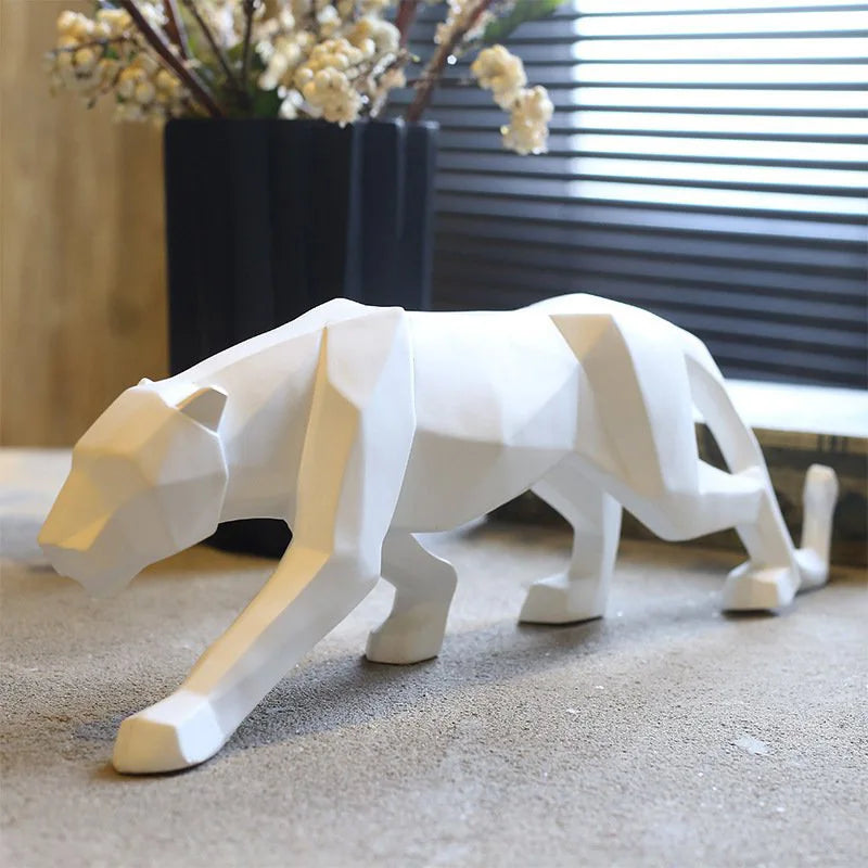 Modern Abstract Black Panther Sculpture - Unique Resin Art for Home Decor