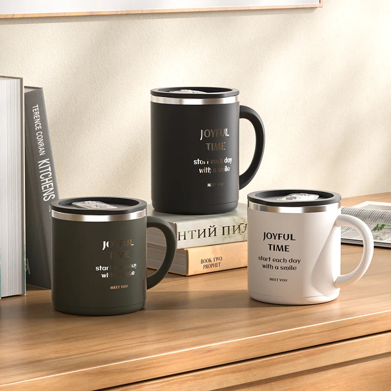 Double-Layer Insulated Stainless Steel Coffee Mug - 304 Design