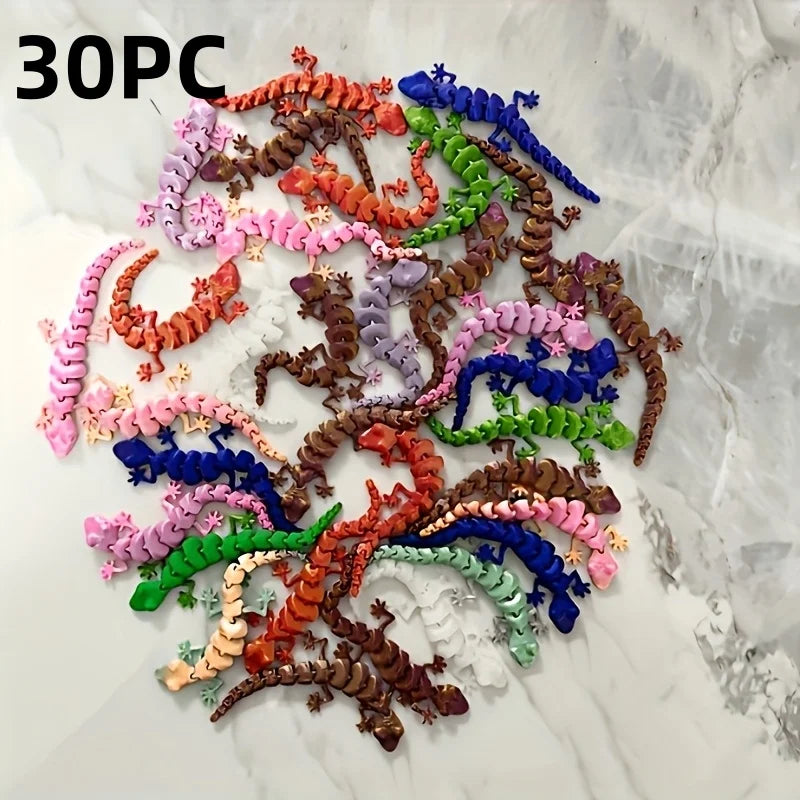 30 Pc Colorful 3D Printed Movable Joint Lizards - Realistic Reptile Decor