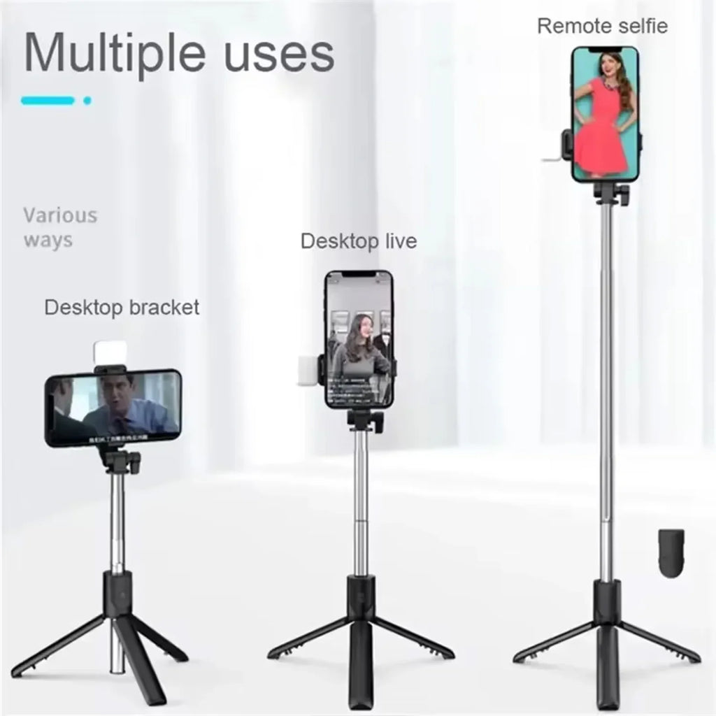 Bluetooth Selfie Stick Tripod with Remote & Fill Light - R1S