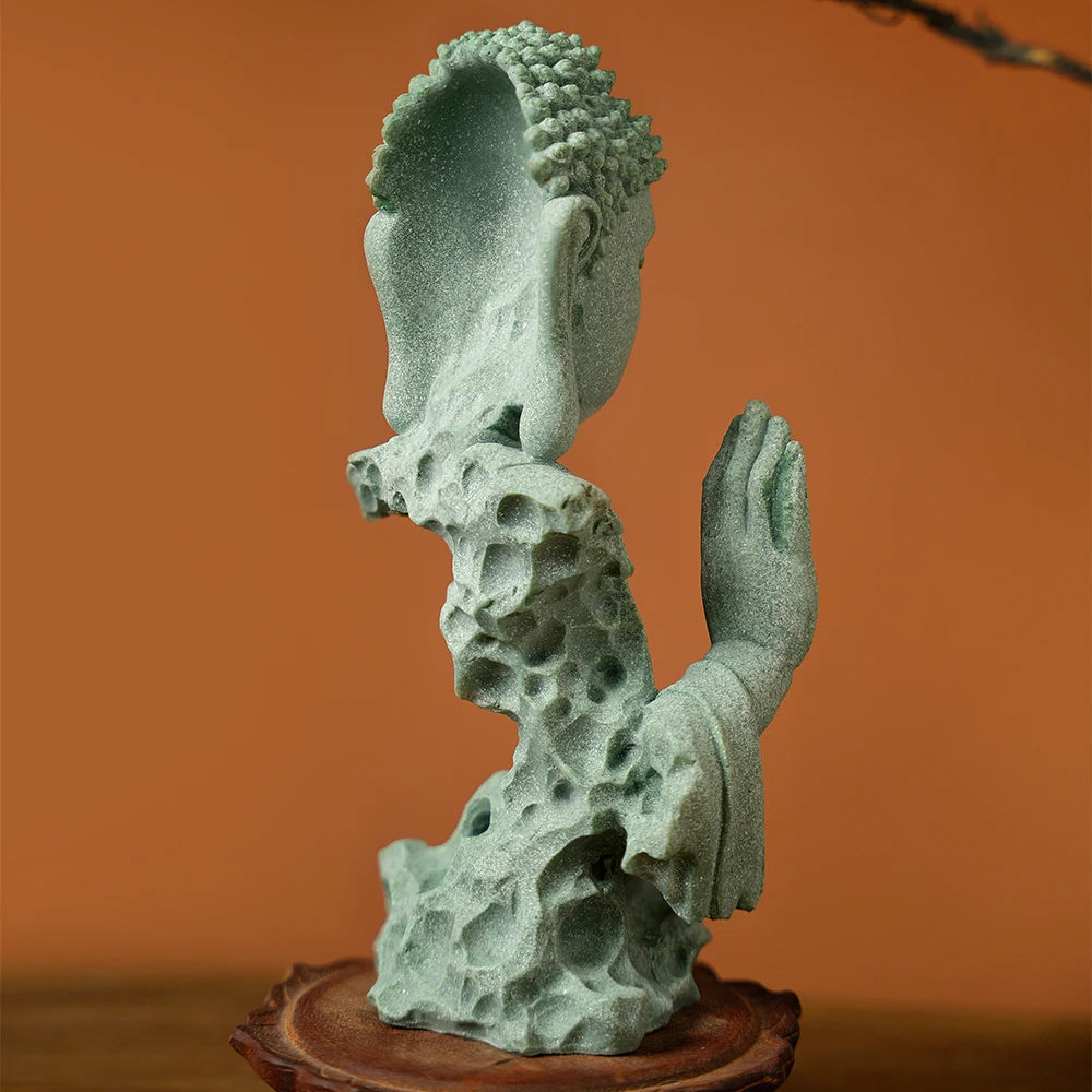 Zen Buddhist Statue - Calm Your Space with Green Sandstone Art
