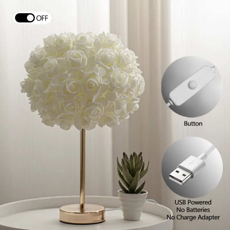 Romantic Rose Table Lamp for Elegant Bedroom Ambiance